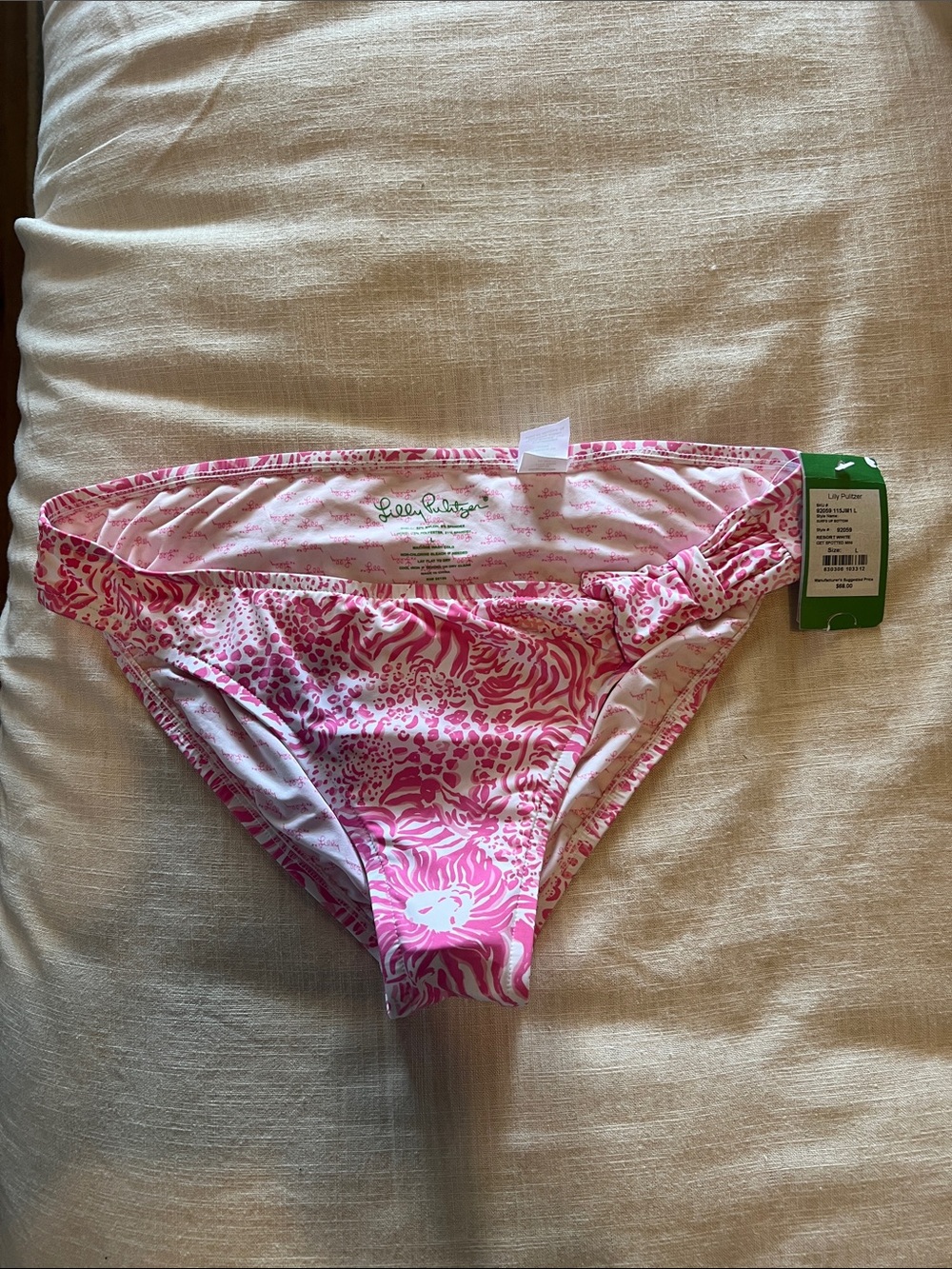 NWT Lilly Pulitzer Hot Pink & White Printed Bikini Bottoms